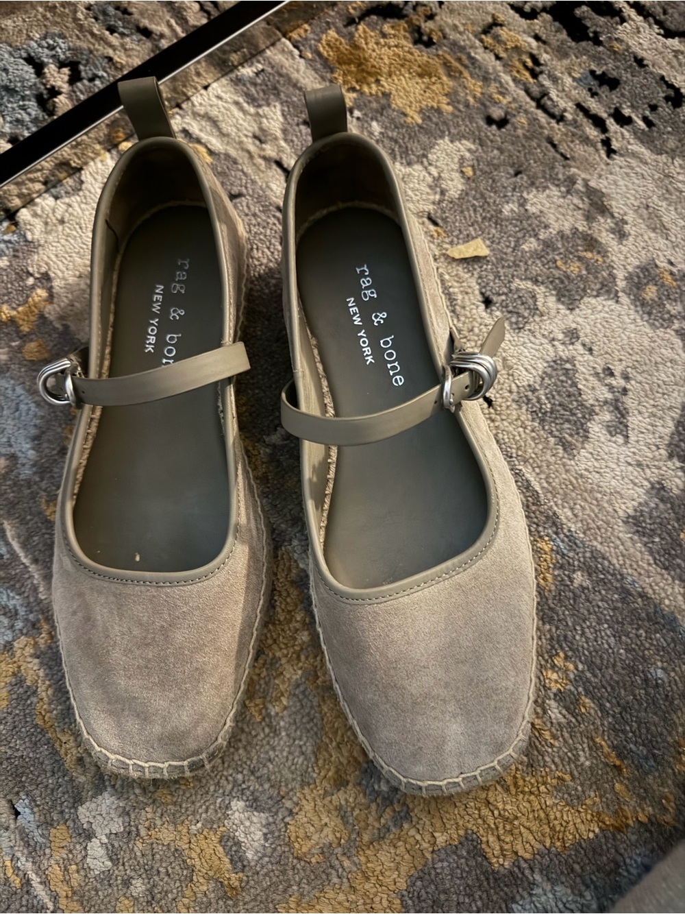 rag & bone Suede Mary Jane Espadrilles in Taupe